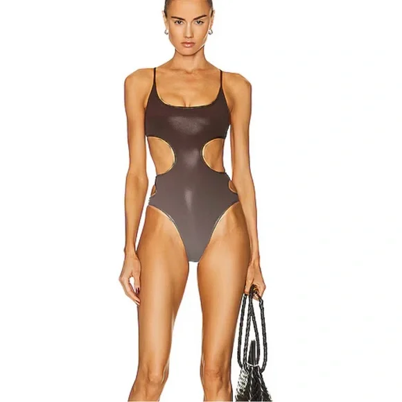 タンキニ The Attico Tiger Stripe Swimsuit With Cut-Out Sides The Attico | Swim | The Attico Side Cut Out One Piece